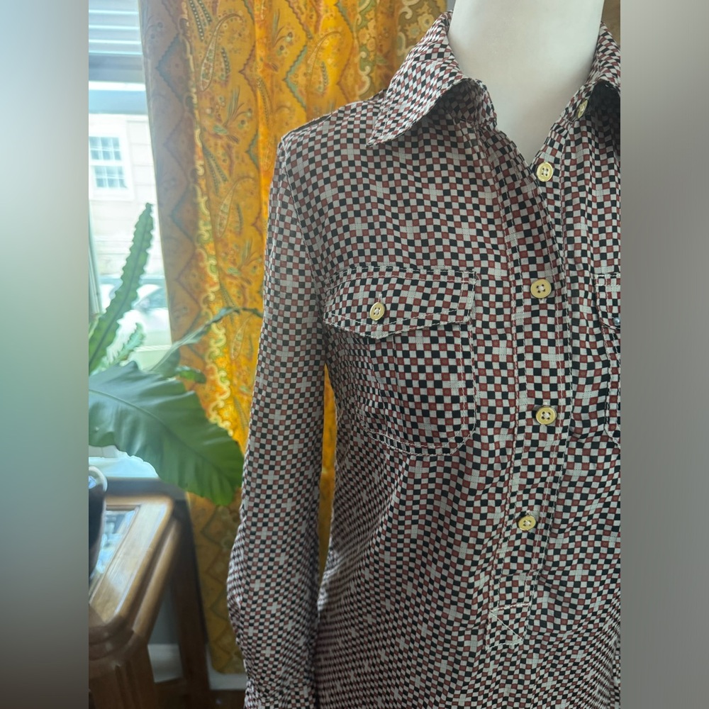 Tory Burch Half Button Down Lightweight Cross Pri… - image 3